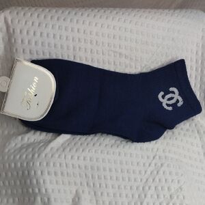 Fashion Navy Blue/White Socks